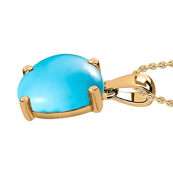 Shop Lc D'Joy Sleeping Beauty Turquoise 3.65 Ctw Solitaire Pendant Necklace 20 Inches In Vermeil Yellow Gold Over Sterling Silver
