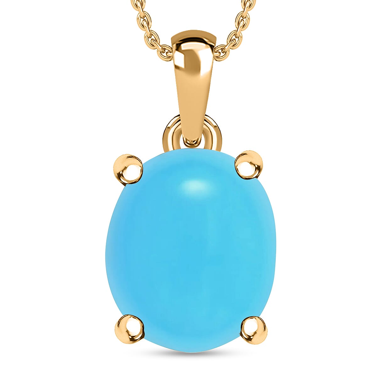 shop lc D'Joy Sleeping Beauty Turquoise 3.65 ctw Solitaire Pendant Necklace 20 Inches in Vermeil Yellow Gold Over Sterling Silver