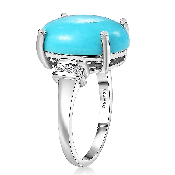 Shop Lc D'Joy Sleeping Beauty Turquoise Diamond Ring In Rhodium Over Sterling Silver 7.20 Ctw