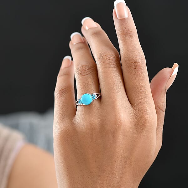 Shop Lc D'Joy Sleeping Beauty Turquoise Malgache Neon Apatite Ring In Platinum Over Sterling Silver 2.00 Ctw