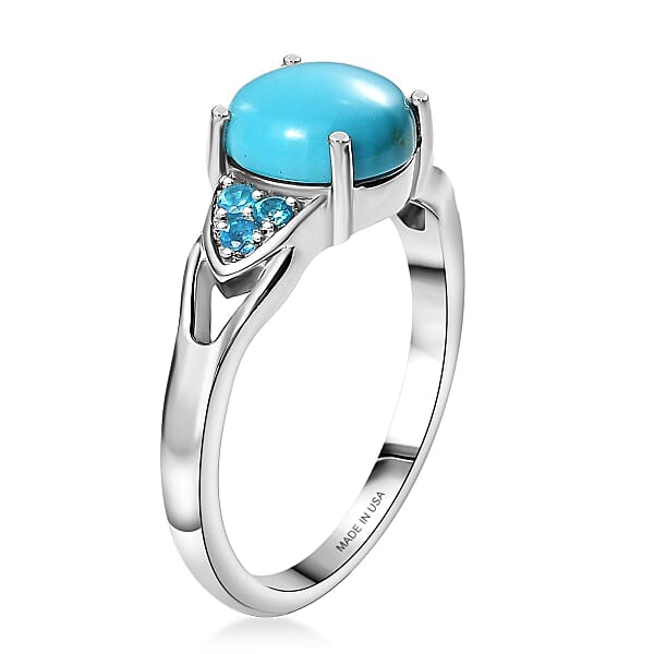 Shop Lc D'Joy Sleeping Beauty Turquoise Malgache Neon Apatite Ring In Platinum Over Sterling Silver 2.00 Ctw