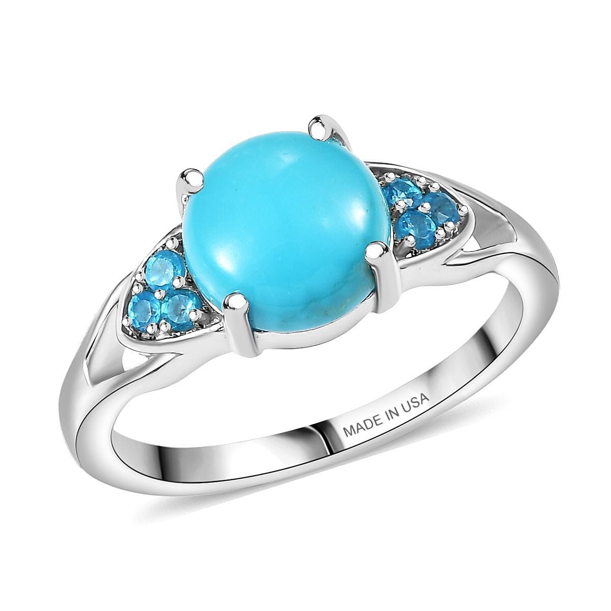 shop lc D'Joy Sleeping Beauty Turquoise Malgache Neon Apatite Ring in Platinum Over Sterling Silver 2.00 ctw