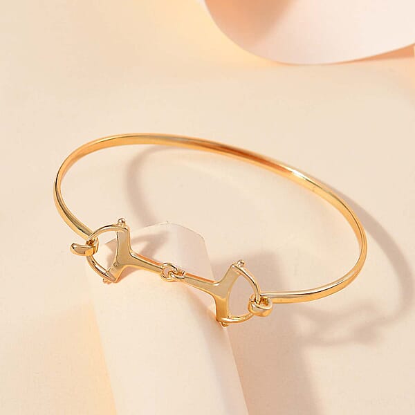 Shop Lc D'Joy Snaffle Openable Bangle Bracelet In 18K Vermeil Yellow Gold Over Sterling Silver (7.25 In) 7.97 Grams