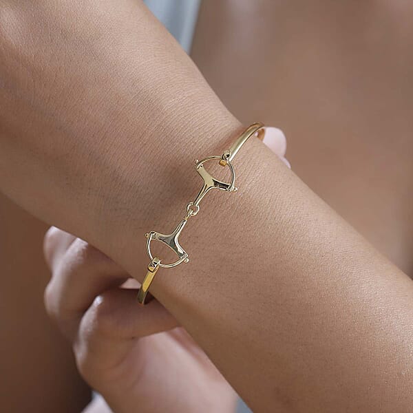 Shop Lc D'Joy Snaffle Openable Bangle Bracelet In 18K Vermeil Yellow Gold Over Sterling Silver (7.25 In) 7.97 Grams
