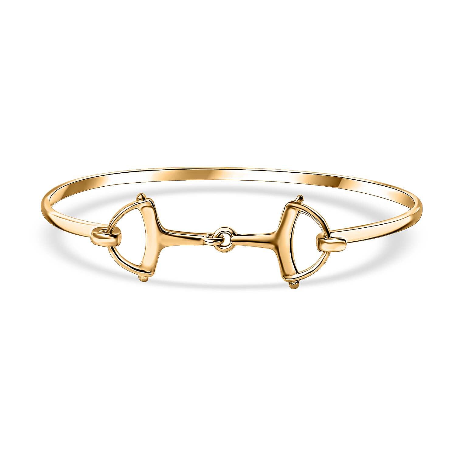 shop lc D'Joy Snaffle Openable Bangle Bracelet in 18K Vermeil Yellow Gold Over Sterling Silver (7.25 In) 7.97 Grams