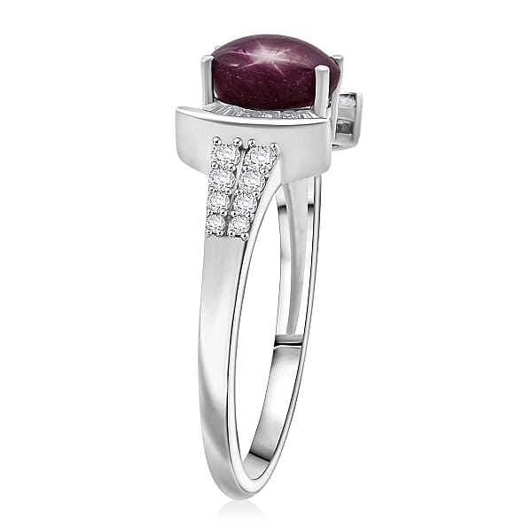 Shop Lc D'Joy Star Ruby Moissanite Ring In Rhodium Over Sterling Silver 3.15 Ctw