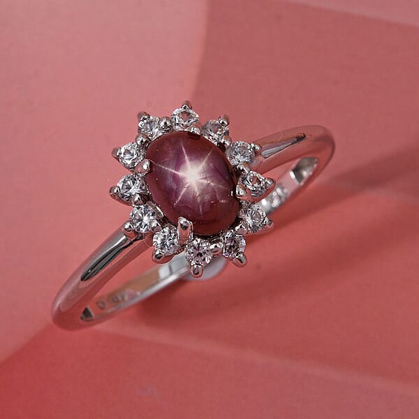 Shop Lc D'Joy Star Ruby White Zircon Ring In Rhodium Over Sterling Silver 2.00 Ctw