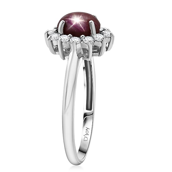 Shop Lc D'Joy Star Ruby White Zircon Ring In Rhodium Over Sterling Silver 2.00 Ctw