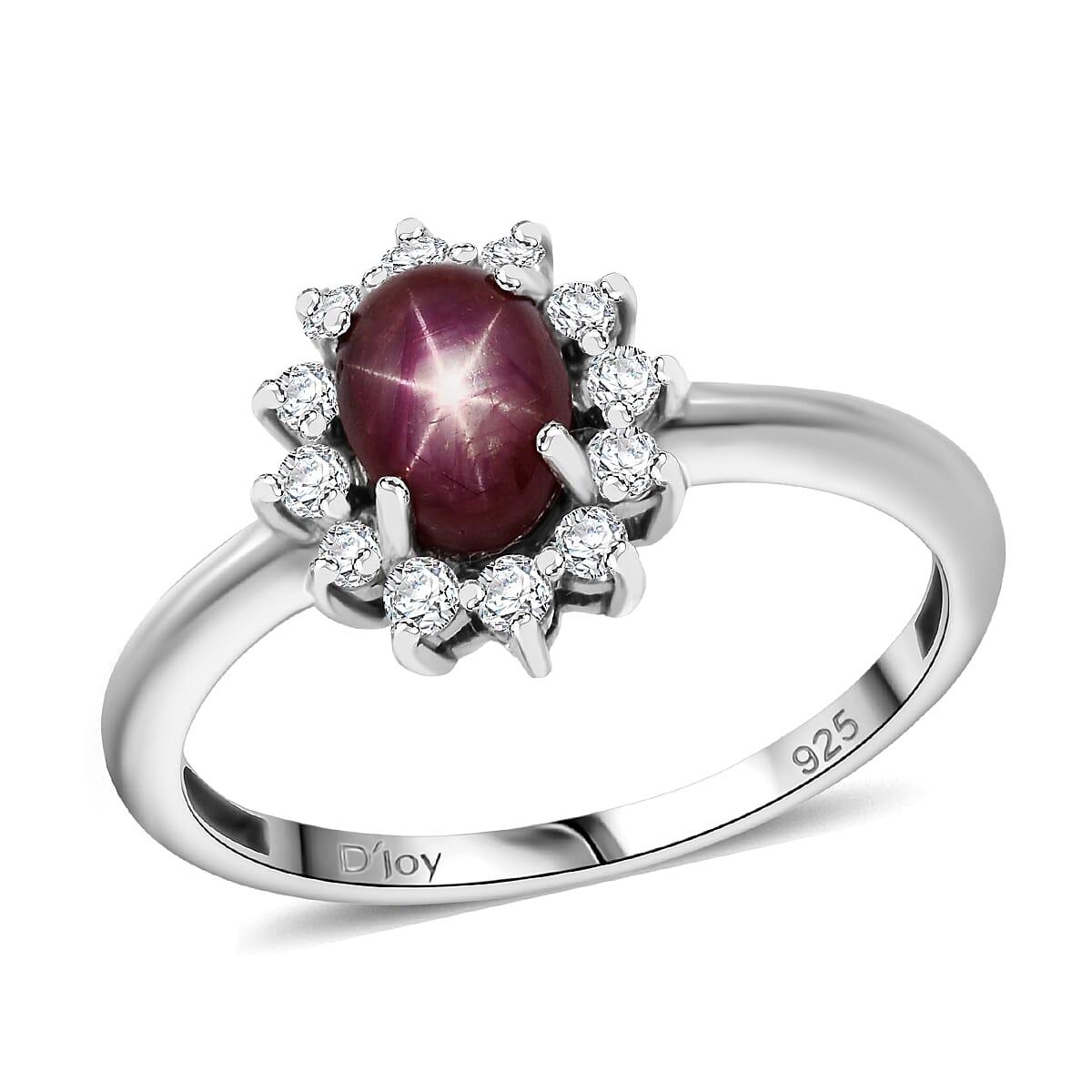 shop lc D'Joy Star Ruby White Zircon Ring in Rhodium Over Sterling Silver 2.00 ctw