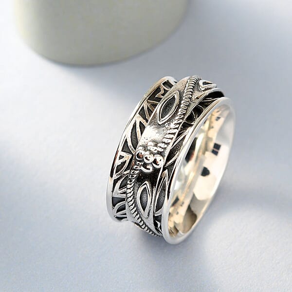 Shop Lc D'Joy Sterling Silver Floral Spinner Ring 4.90 Grams
