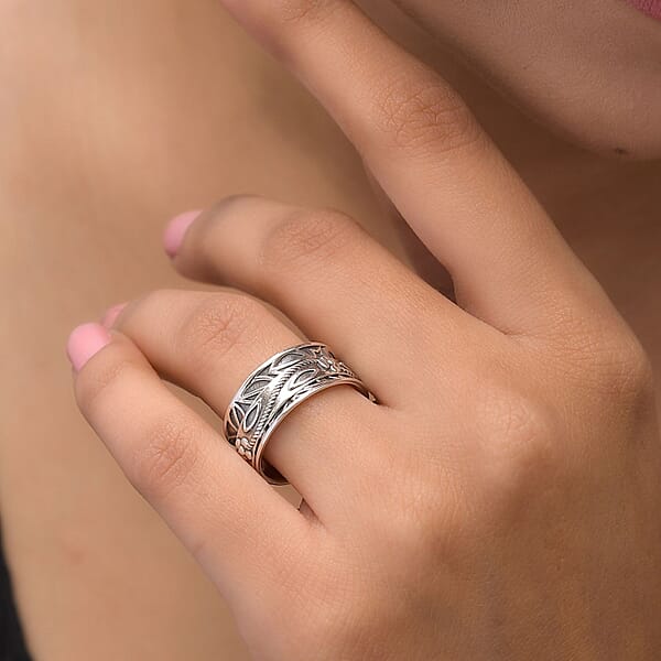 Shop Lc D'Joy Sterling Silver Floral Spinner Ring 4.90 Grams