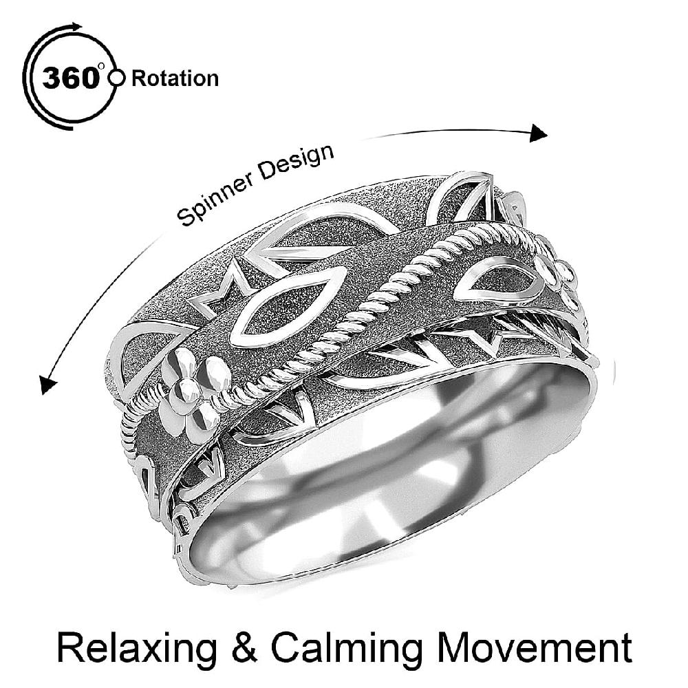 shop lc D'Joy Sterling Silver Floral Spinner Ring 4.90 Grams