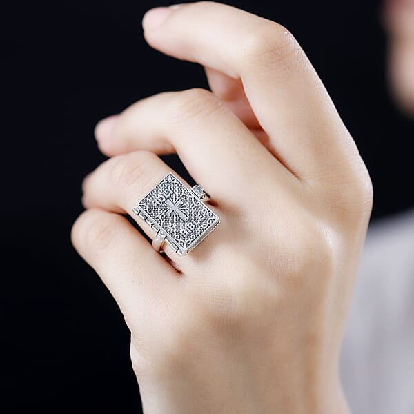 Shop Lc D'Joy Sterling Silver Holy Cross Bible Ring 8.50 Grams