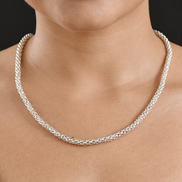 Shop Lc D'Joy Sterling Silver Popcorn Bead Chain Necklace (20 Inches) (23.10 Grams)