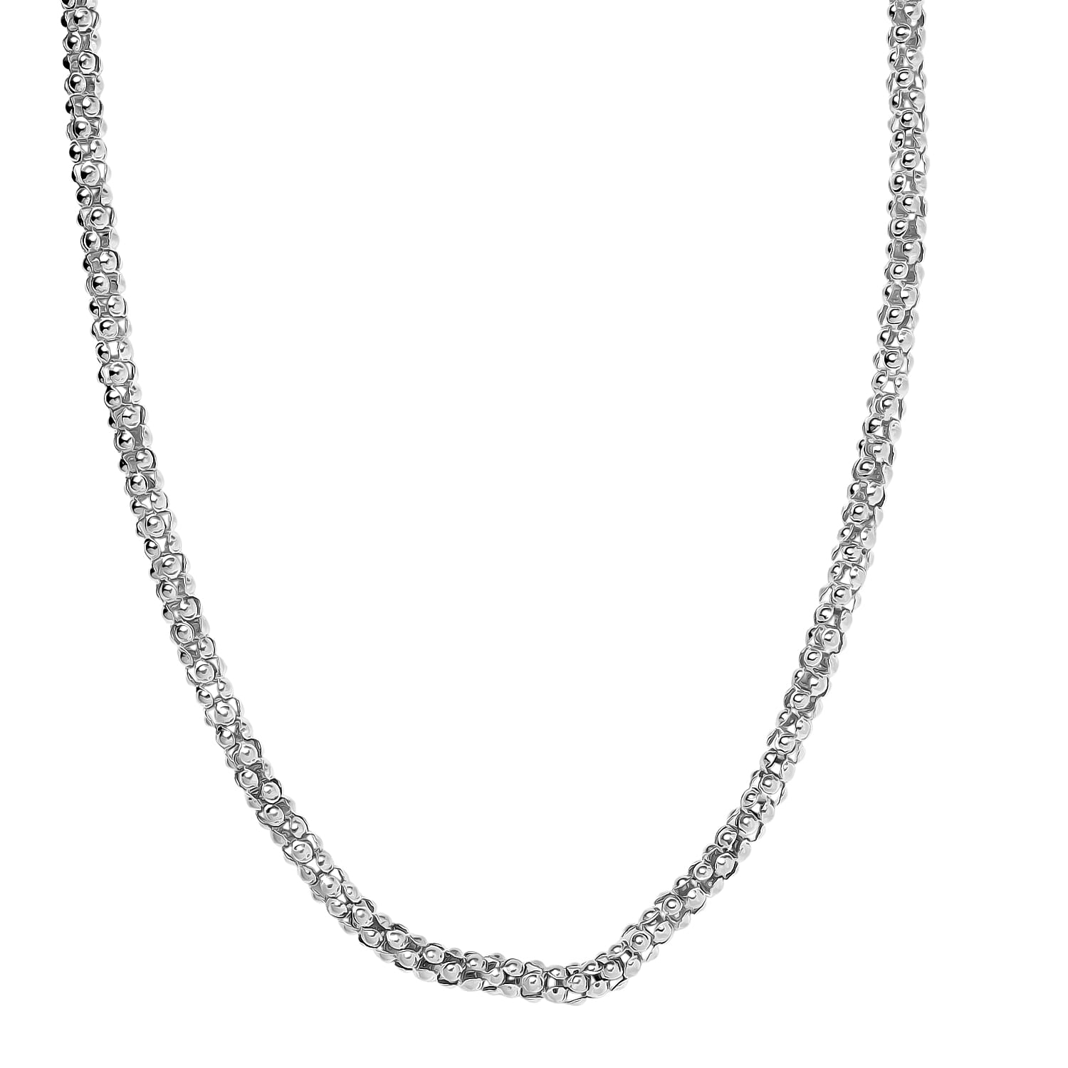 shop lc D'Joy Sterling Silver Popcorn Bead Chain Necklace (20 Inches) (23.10 Grams)