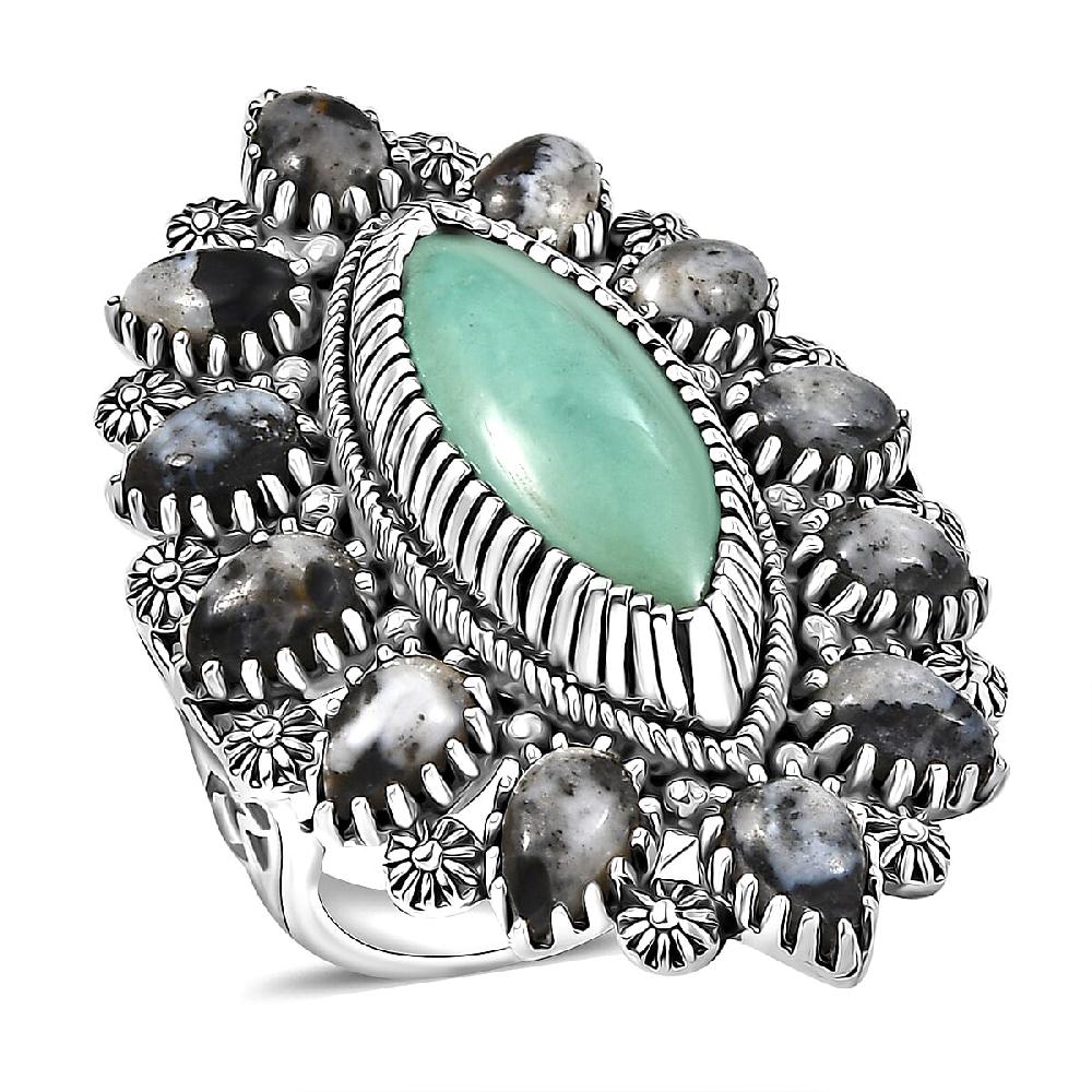 shop lc D'Joy Tahoe Nevada Turquoise White Buffalo Artisan Crafted Ring in Sterling Silver 11.80 ctw