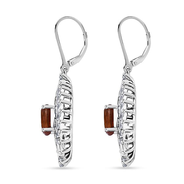 Shop Lc D'Joy Tangerine Kyanite And White Zircon 6.60 Ctw Twilight Crest Earrings In Rhodium Over Sterling Silver