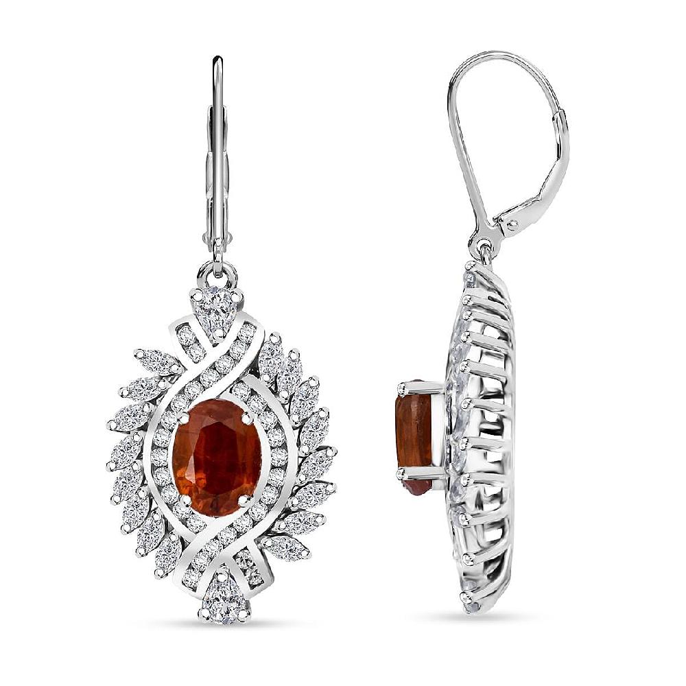 shop lc D'Joy Tangerine Kyanite and White Zircon 6.60 ctw Twilight Crest Earrings in Rhodium Over Sterling Silver