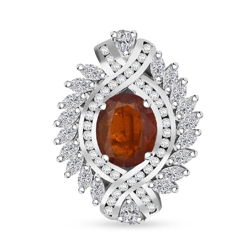 shop lc D'Joy Tangerine Kyanite and White Zircon 7.75 ctw Twilight Crest Ring in Rhodium Over Sterling Silver