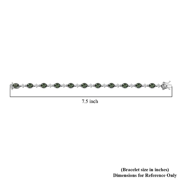 Shop Lc D'Joy Tanzania Natural Green Apatite And White Zircon 11.00 Ctw Bracelet In Rhodium Over Sterling Silver (7.25 In)