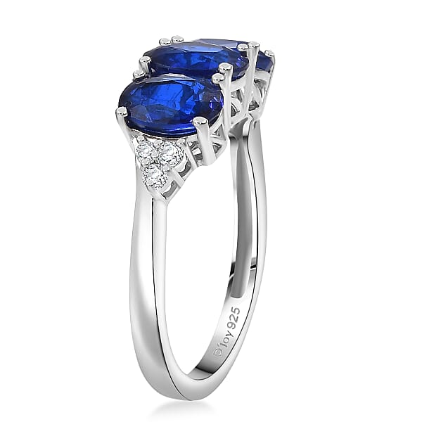 Shop Lc D'Joy Tanzanian Blue Spinel White Zircon Ring In Rhodium Over Sterling Silver 2.80 Ctw