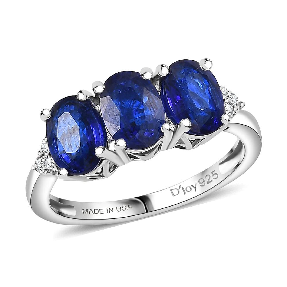 shop lc D'Joy Tanzanian Blue Spinel White Zircon Ring in Rhodium Over Sterling Silver 2.80 ctw