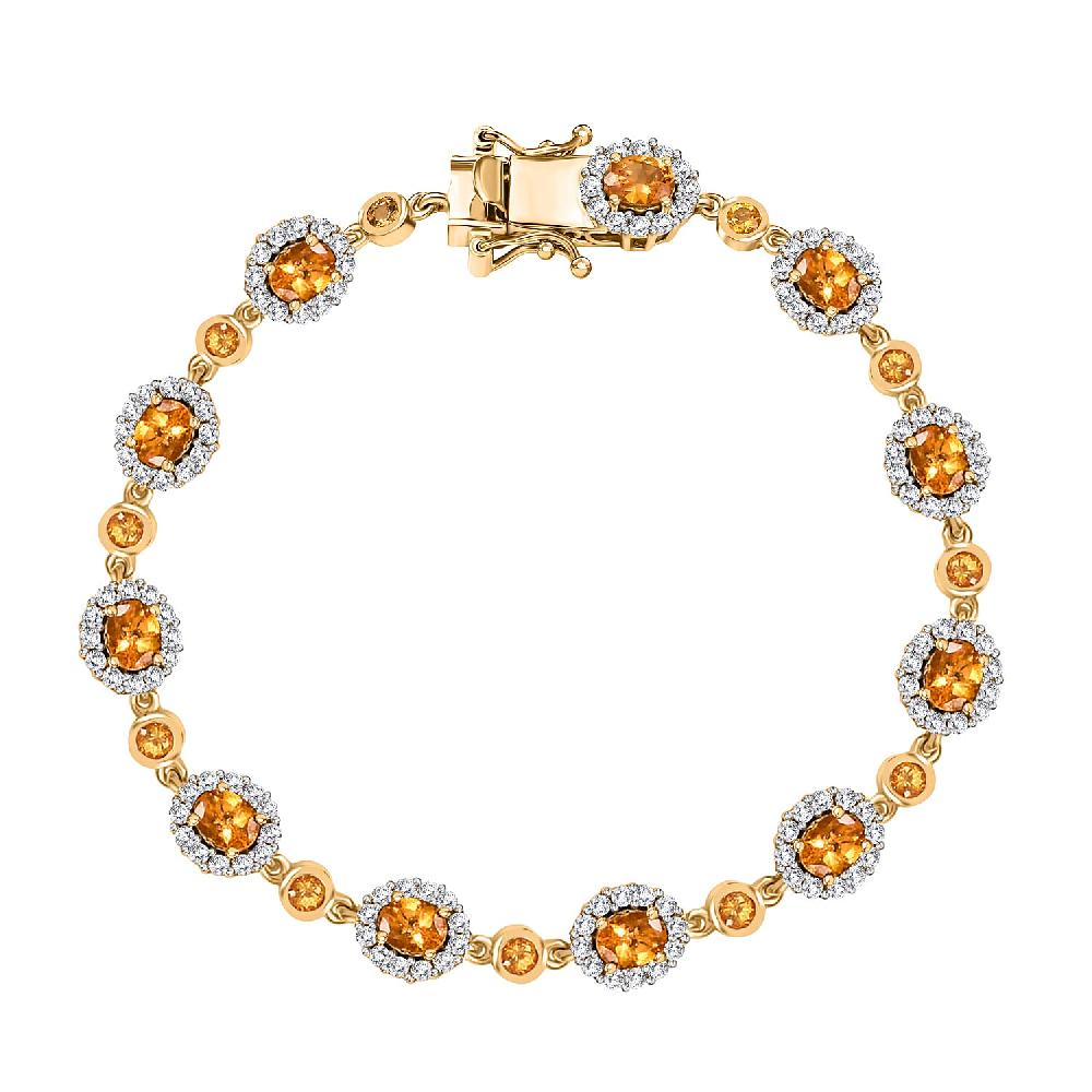 shop lc D'Joy Tanzanian Mandarin Garnet and White Zircon 8.65 ctw Flame Petals Bracelet in 18K Vermeil Yellow Gold Over Sterling Silver (7.25 In)
