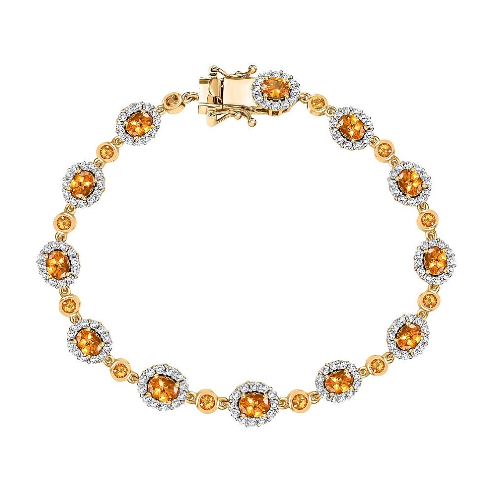 shop lc D'Joy Tanzanian Mandarin Garnet and White Zircon 9.40 ctw Flame Petals Bracelet in 18K Vermeil Yellow Gold Over Sterling Silver (8.00 In)