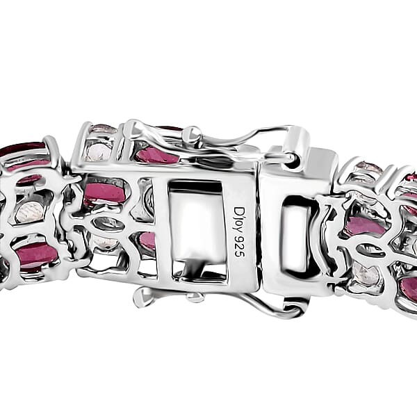 Shop Lc D'Joy Tanzanian Wine Garnet And Rainbow Moonstone 3 Row Bracelet In Rhodium Over Sterling Silver (7.25 In) 25.35 Ctw