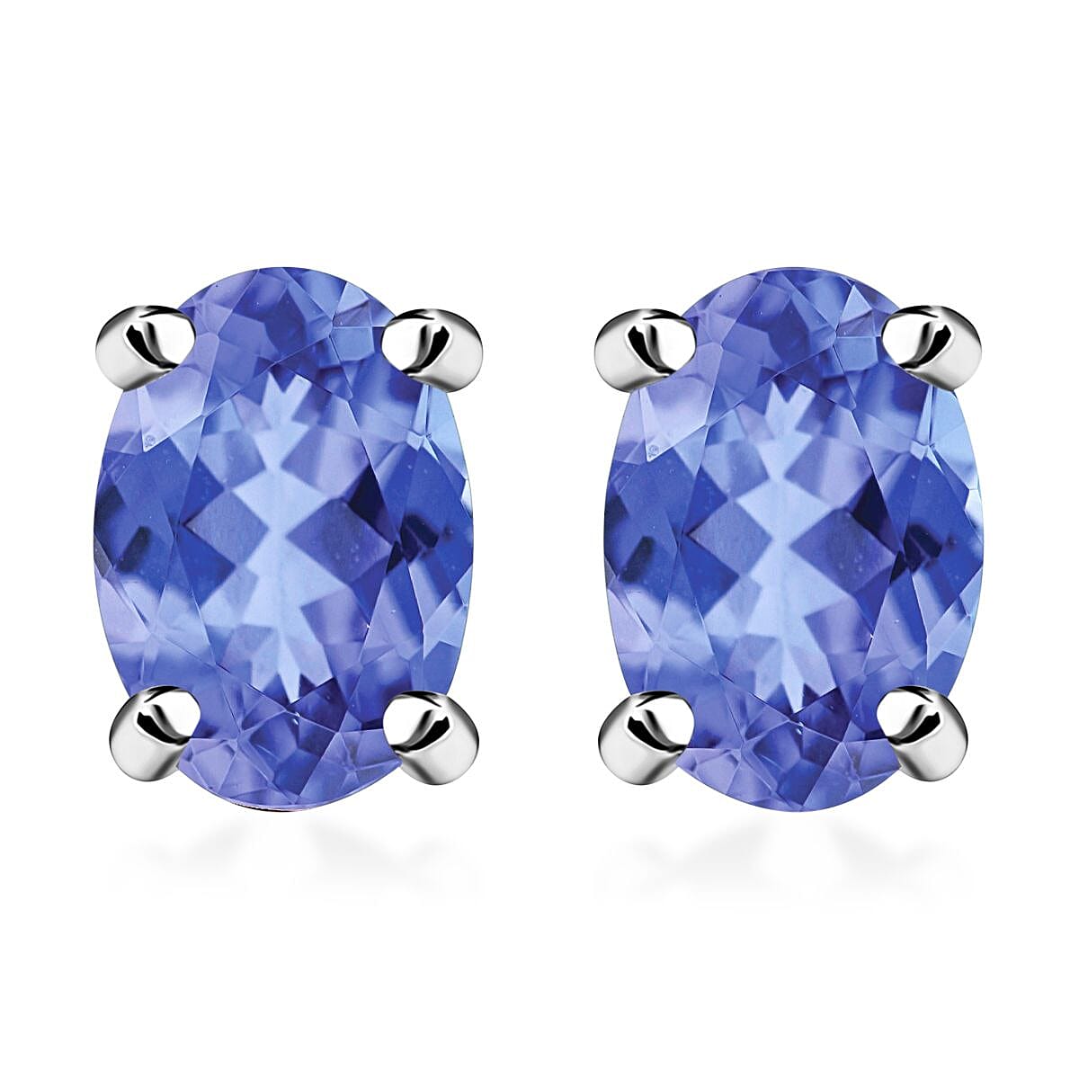 shop lc D'Joy Tanzanite 1.00 ctw Solitaire Stud Earrings in Platinum Over Sterling Silver
