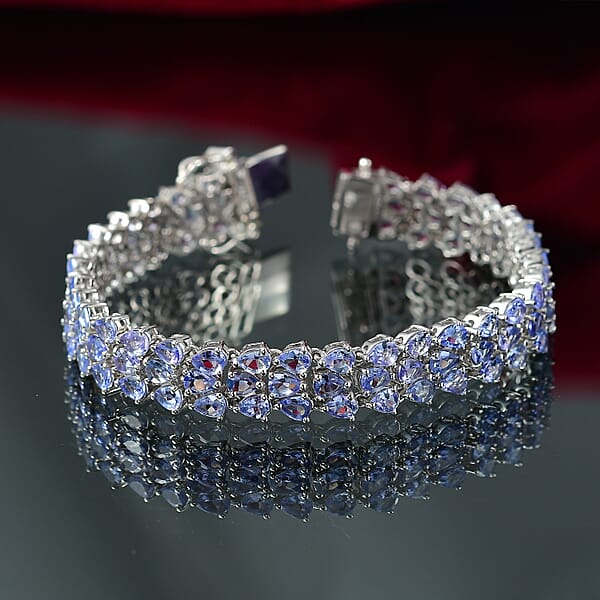 Shop Lc D'Joy Tanzanite 19 Ctw Wisteria Blossom Bracelet In Rhodium Over Sterling Silver (7.25 In)