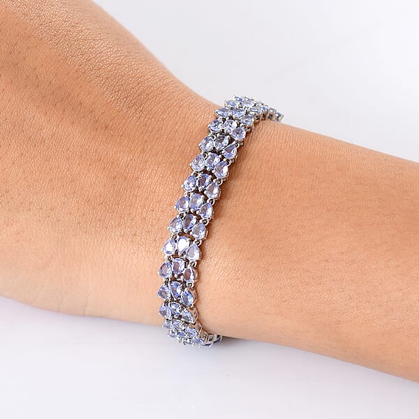 Shop Lc D'Joy Tanzanite 19 Ctw Wisteria Blossom Bracelet In Rhodium Over Sterling Silver (7.25 In)