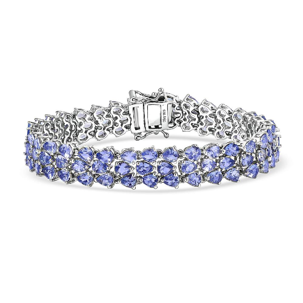 shop lc D'Joy Tanzanite 19 ctw Wisteria Blossom Bracelet in Rhodium Over Sterling Silver (7.25 In)