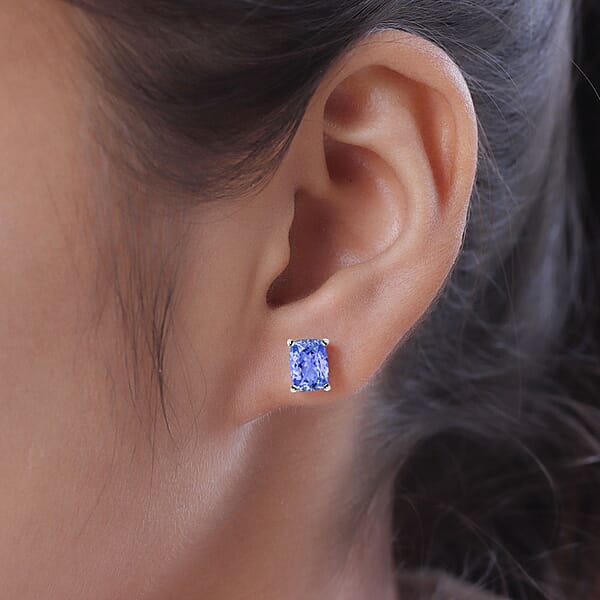 Shop Lc D'Joy Tanzanite 2.10 Ctw Solitaire Stud Earrings In Platinum Over Sterling Silver (Del. In 10-12 Days)