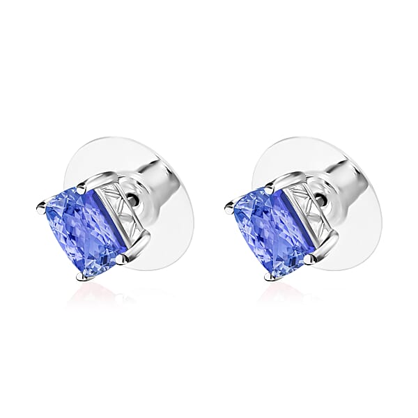Shop Lc D'Joy Tanzanite 2.10 Ctw Solitaire Stud Earrings In Platinum Over Sterling Silver (Del. In 10-12 Days)