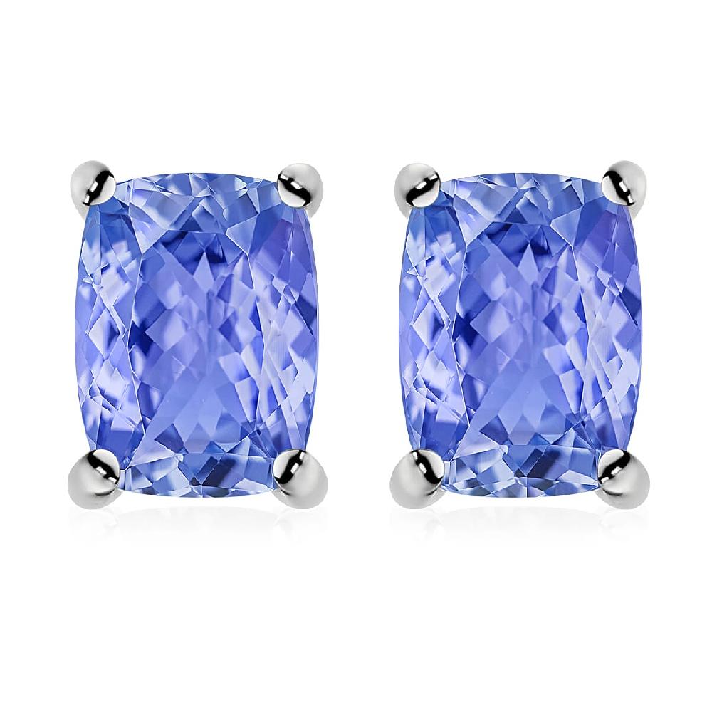 shop lc D'Joy Tanzanite 2.10 ctw Solitaire Stud Earrings in Platinum Over Sterling Silver (Del. in 10-12 Days)