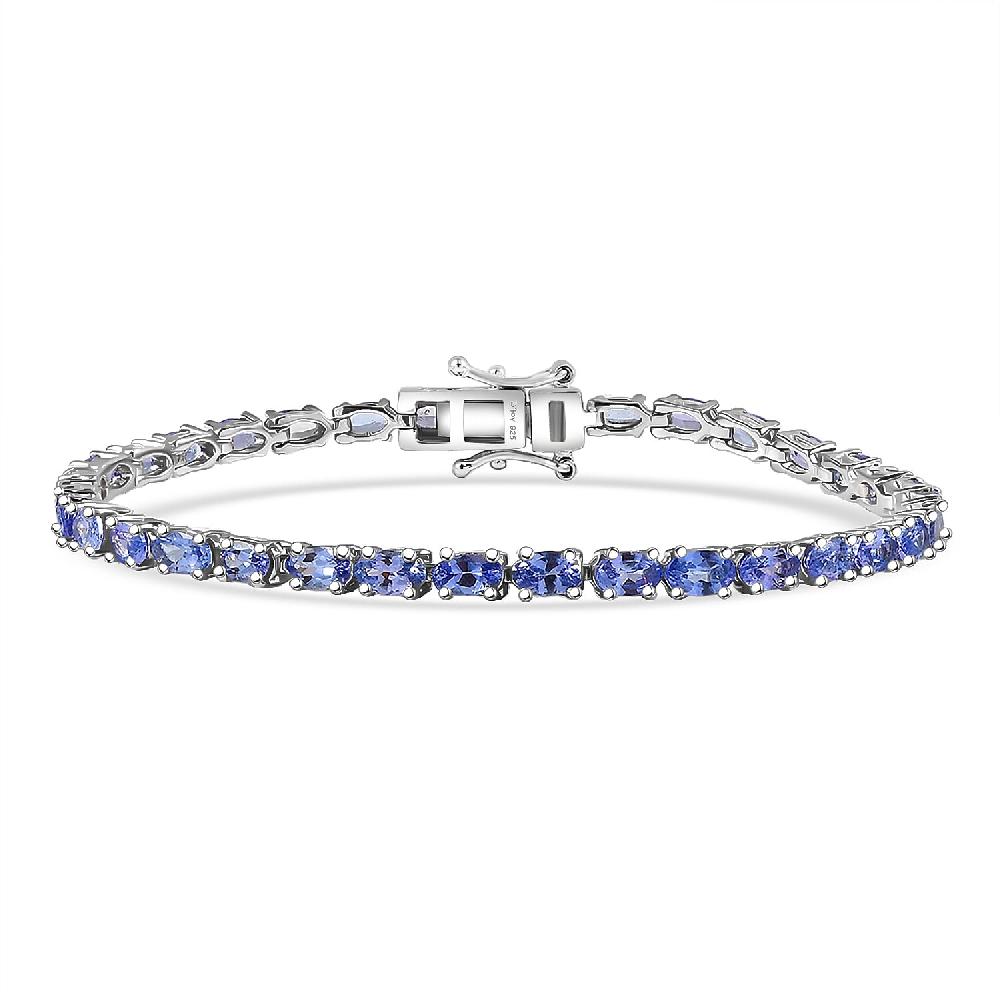 shop lc D'Joy Tanzanite 7.50 ctw Blue Floral Vines Bracelet in Rhodium Over Sterling Silver (7.25 In)