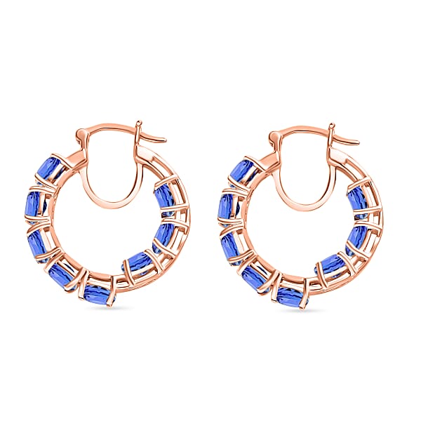 Shop Lc D'Joy Tanzanite 7.68 Ctw Inside Out Hoop Earrings In 18K Vermeil Rose Gold Over Sterling Silver