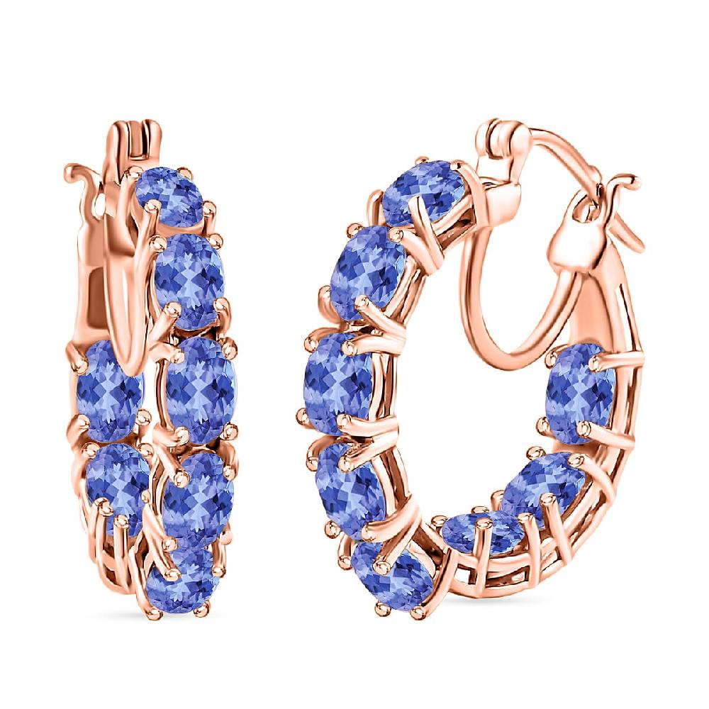 shop lc D'Joy Tanzanite 7.68 ctw Inside Out Hoop Earrings in 18K Vermeil Rose Gold Over Sterling Silver