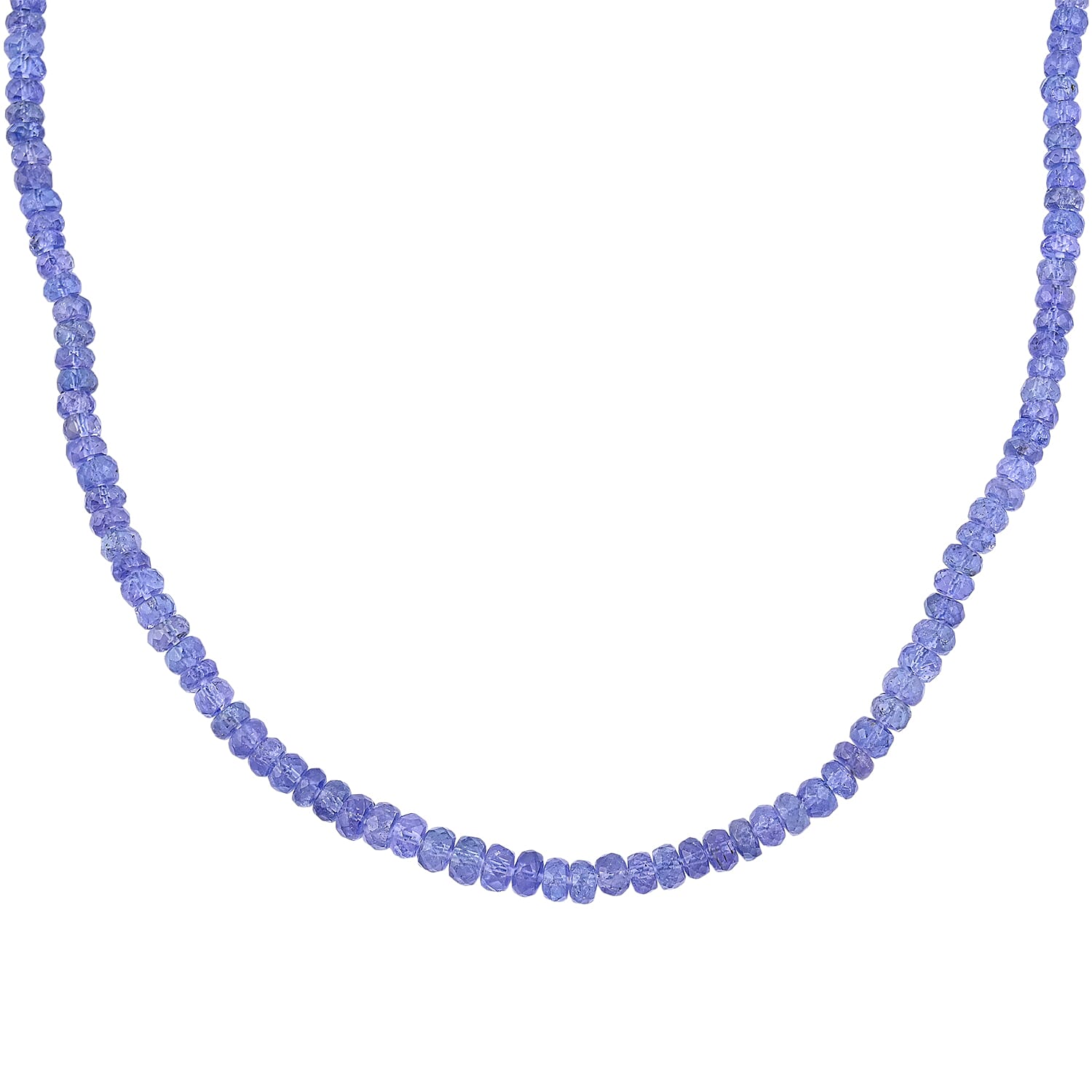 shop lc D'Joy Tanzanite 80.00 ctw Beaded Necklace in Rhodium Over Sterling Silver 18 Inches
