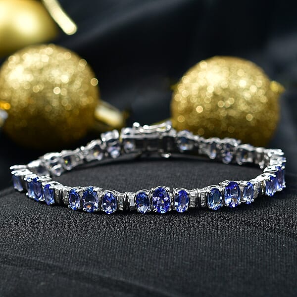 Shop Lc D'Joy Tanzanite And Diamond 9.25 Ctw Bracelet In Rhodium Over Sterling Silver (6.50 In)