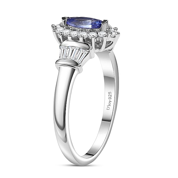 Shop Lc D'Joy Tanzanite And White Zircon 1.00 Ctw Starlit Dream Ring In Rhodium Over Sterling Silver
