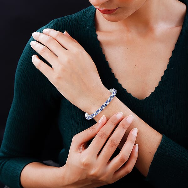 Shop Lc D'Joy Tanzanite And White Zircon 12.65 Ctw Celestial Symphony Bracelet In Rhodium Over Sterling Silver (7.25 In)