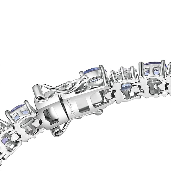 Shop Lc D'Joy Tanzanite And White Zircon 12.65 Ctw Celestial Symphony Bracelet In Rhodium Over Sterling Silver (7.25 In)