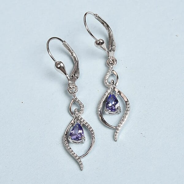 Shop Lc D'Joy Tanzanite Drop Dangle Earrings In Platinum Plated Sterling Silver Tanzanite Earrings For Women Wedding Gifts For Women 0.65 Ctw