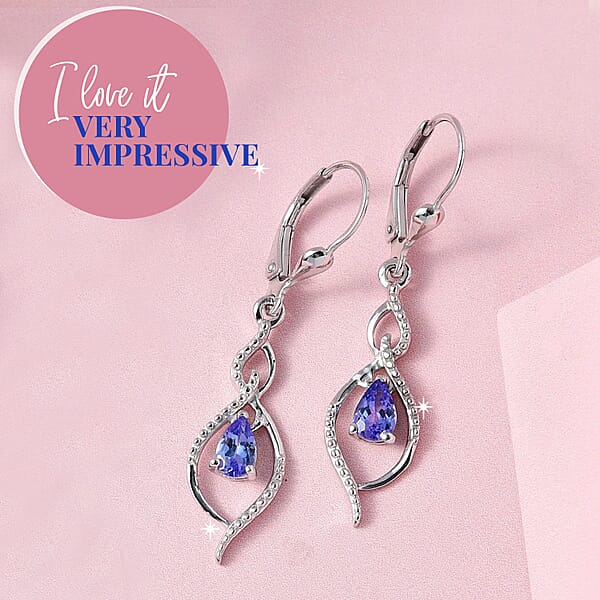 Shop Lc D'Joy Tanzanite Drop Dangle Earrings In Platinum Plated Sterling Silver Tanzanite Earrings For Women Wedding Gifts For Women 0.65 Ctw