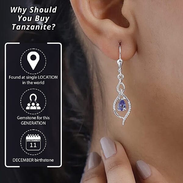 Shop Lc D'Joy Tanzanite Drop Dangle Earrings In Platinum Plated Sterling Silver Tanzanite Earrings For Women Wedding Gifts For Women 0.65 Ctw