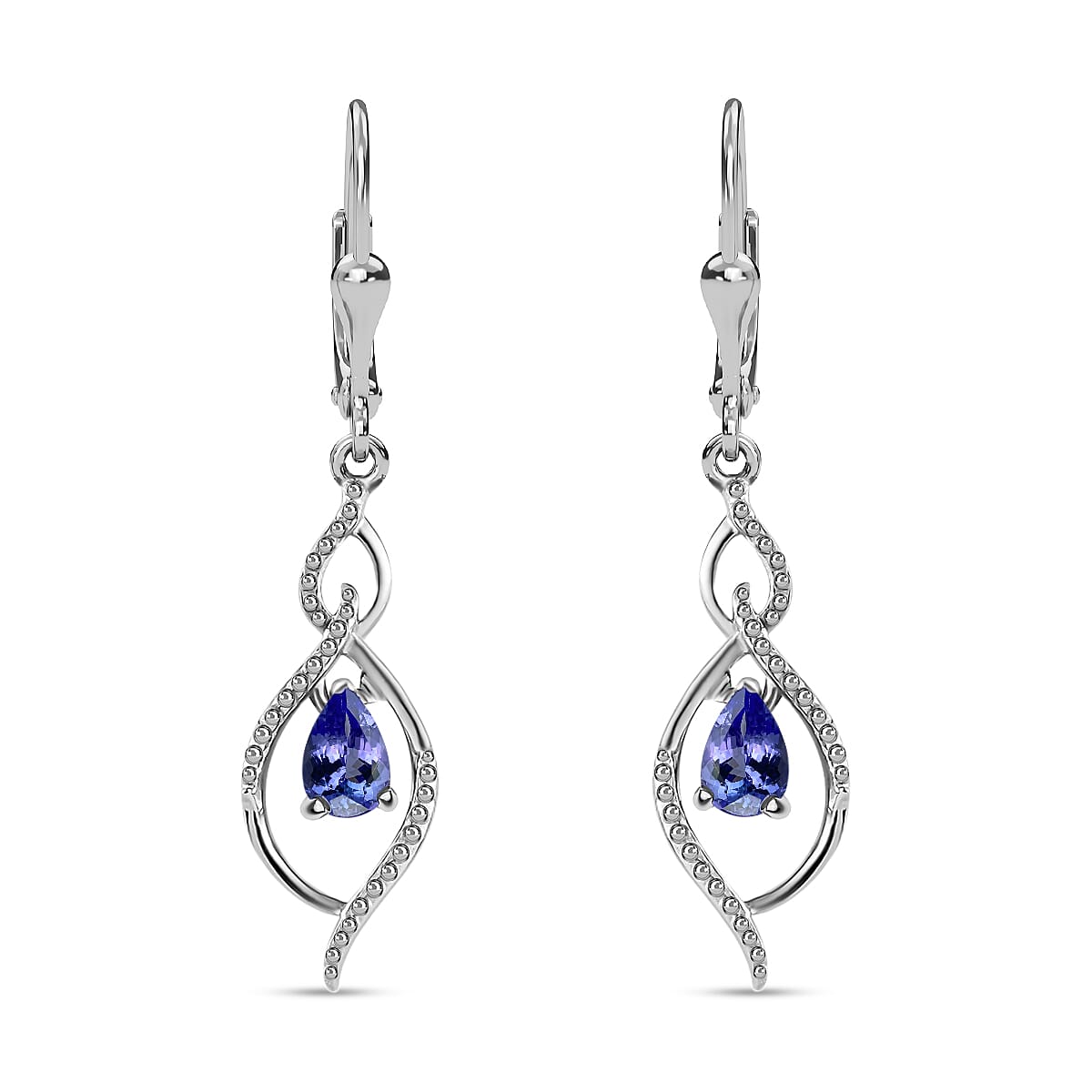 shop lc D'Joy Tanzanite Drop Dangle Earrings in Platinum Plated Sterling Silver Tanzanite Earrings For Women Wedding Gifts For Women 0.65 ctw