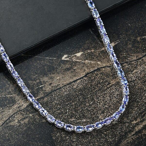 Shop Lc D'Joy Tanzanite Floral Vine Necklace In Rhodium Over Sterling Silver 18.85 Ctw (18 Inches)