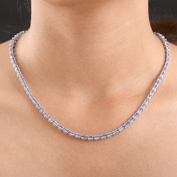Shop Lc D'Joy Tanzanite Floral Vine Necklace In Rhodium Over Sterling Silver 18.85 Ctw (18 Inches)